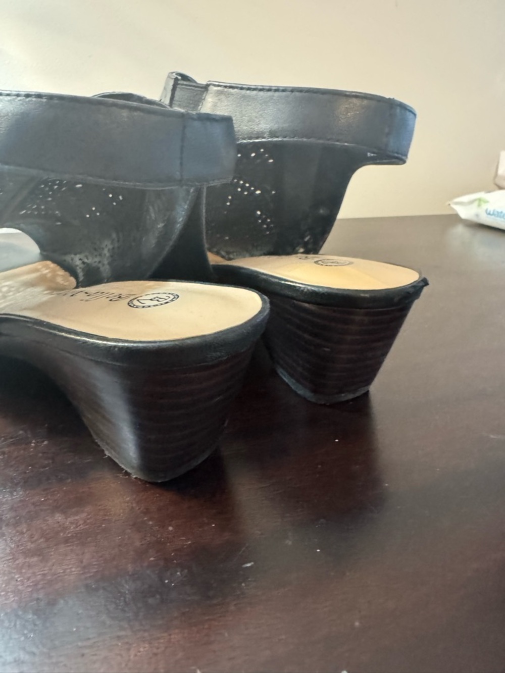 Bella Vita Black Perforated Open-Toe Slingback Mules - Picture 5 of 5